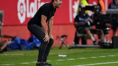 El entrenador argentino Eduardo Coudet grita durante el partido entre el Girona y el Celta.