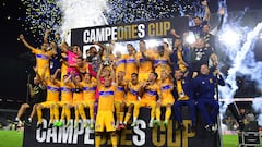 Sep 27, 2023; Los Angeles, CA, USA; The Tigres UANL celebrate after winning the Campeones Cup against the Los Angeles FC at BMO Stadium. Mandatory Credit: Gary A. Vasquez-USA TODAY Sports