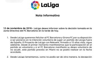 LaLiga, "decepcionada" con el Barça, retira la medida cautelar