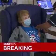 Primera persona vacunada en el Reino Unido: una mujer de 90 años