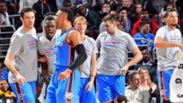 Russell Westbrook, eufórico tras una canasta. Los Thunder están de vuelta en los Playoffs.