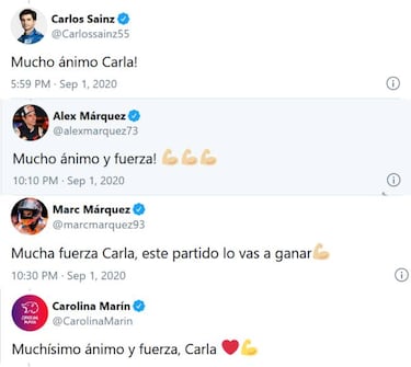 Impresionante apoyo del mundo del deporte y la sociedad a Carla: más de 6 mil mensajes