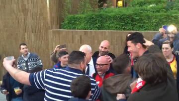 Jorge Sampaoli and Sevilla team mobbed by fans after derby win