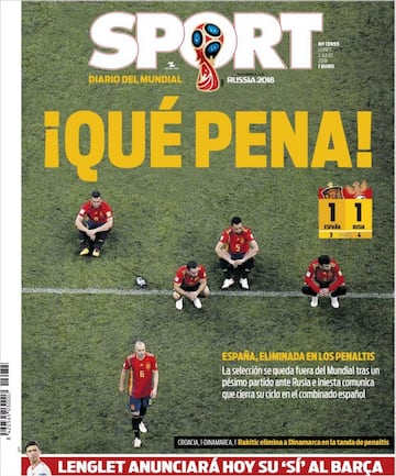 Las portadas de la prensa tras la eliminación de España