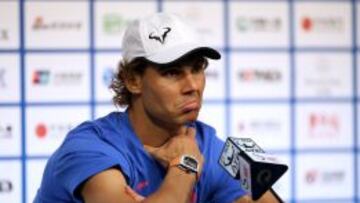 BEIJING, CHINA - OCTOBER 04:  Rafael Nadal of Spain speaks to media at a press conference at the China National Tennis Centre on October 4, 2015 in Beijing, China.  (Photo by Emmanuel Wong/Getty Images)