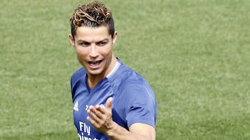 Cristiano en un entrenamiento del Madrid.