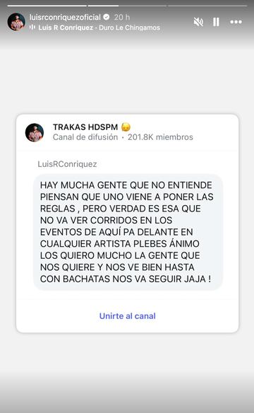 La reacción de Luis R. Conriquez ante lo ocurrido