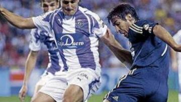<b>AMIGOS Y RIVALES</b> Raúl y García Calvo se vieron las caras anoche en el césped del José Zorrilla. Ambos se formaron en las categorías inferiores del equipo blanco y compartieron vestuario en las campañas 95-96 y 96-97.