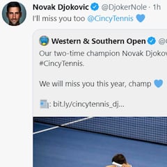 Djokovic también se da de baja en Cincinnati y volverá
en el US Open