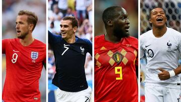 Kane, Lukaku, Griezmann y Mbapp&eacute;, m&aacute;ximos aspirantes a ganar la Bota de Oro en el Mundial de Rusia.