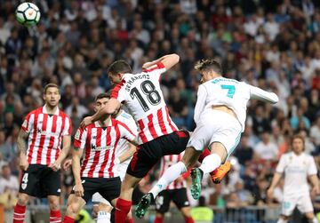 Cristiano Ronaldo hits the post.