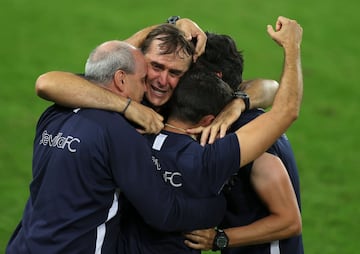 Celebración de Lopetegui tras ganar la Europa League 2020.