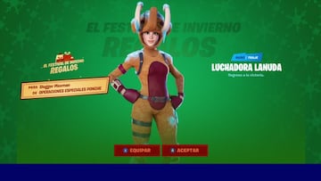 Obtenemos el skin Luchadora Lanuda al abrir el regalo