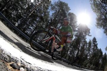 El ciclista español del equipo katusha, Joaquím "Purito" Rodríguez, durante la vigesimo etapa, con comienzo en la localidad de San Lorenzo del Escorial y término en la de Cerdedilla, con un recorrido de 175,8 kilómetros. 