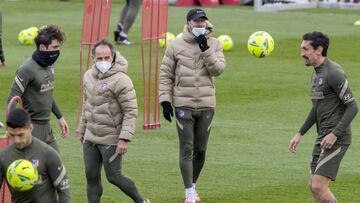 Los jugadores del Atlético en un entrenamiento.