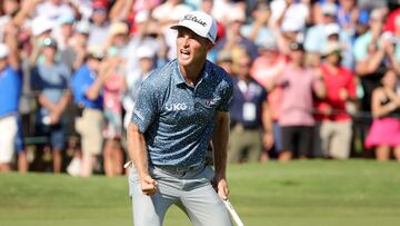 MEMPHIS, TENNESSEE - AUGUST 14: Will Zalatoris of the United States reacts on the 18th green in regulation after putting in to force a playoff against Sepp Straka of Austria during the final round of the FedEx St. Jude Championship at TPC Southwind on August 14, 2022 in Memphis, Tennessee.   Stacy Revere/Getty Images/AFP
== FOR NEWSPAPERS, INTERNET, TELCOS & TELEVISION USE ONLY ==