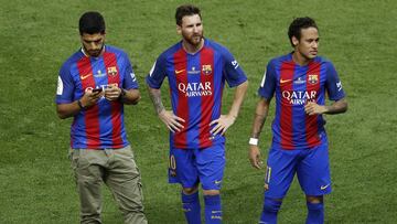 Luis Su&aacute;rez, Messi y Neymar.