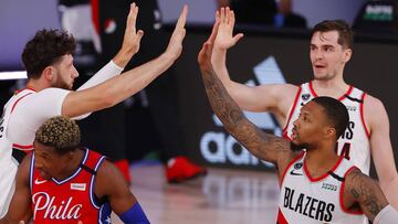 Damian Lillard, durante el partido de la NBA que ha enfrentado a Portland Trail Blazers y a Philadelphia Sixers