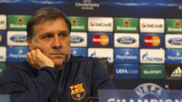 Martino, en la rueda de prensa que ofreci&oacute; en Manchester.