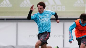 Odriozola, durante un entrenamiento del Real Madrid.