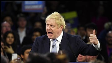 11/12/2019. Leeds, United Kingdom: Boris Johnson General Election Campaign Day 32. Britain&#039;s Prime Minister Boris Johnson delivers his last 2019 General Election campaign rally at the Copper Box, London, on day 32 of his 2019 General Election Campaign.. (Andrew Parsons / i-Images / Contacto)
 
 
 11/12/2019 ONLY FOR USE IN SPAIN