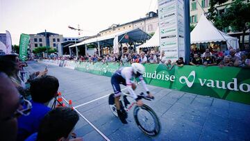 Fabian Cancellara, a su llegada a la meta en los campeonatos nacionales de contrarreloj de Suiza.