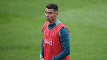 Cristiano, en un entrenamiento de Portugal.