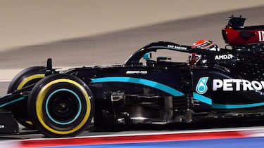 Formula One F1 - Sakhir Grand Prix - Bahrain International Circuit, Sakhir, Bahrain - December 6, 2020 Mercedes' George Russell in action during the race Pool via REUTERS/Giuseppe Cacace