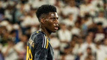 Aurélien Tchouameni, durante el partido contra el Milan.