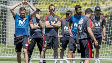 La selección de España, durante un entrenamiento.