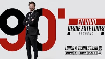 Desde el lunes 26, 90 MINUTOS por ESPN2 Chile con Sebasti&aacute;n Vignolo y su destacado equipo
