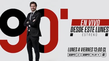 Desde el lunes 26, 90 MINUTOS por ESPN2 Chile con Sebasti&aacute;n Vignolo y su destacado equipo