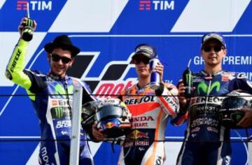 Valentino Rossi fue segundo, Dani Pedrosa primero y Jorge Lorenzo tercero.