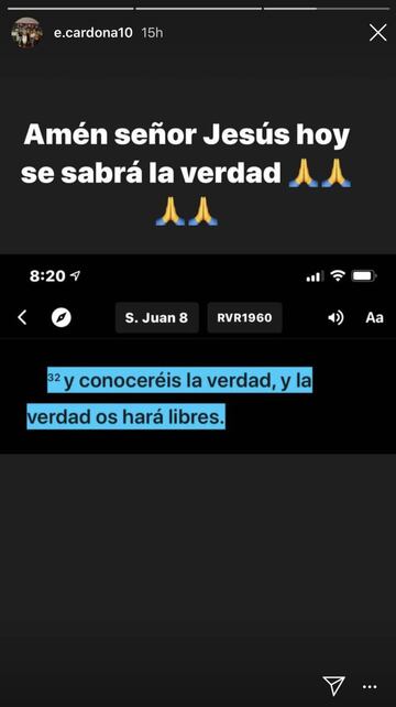 Edwin Cardona y su mensaje en Instagram