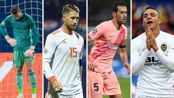 Internacionales como Ramos, Rodrigo o Busquets no pasan por su mejor momento en sus clubes.