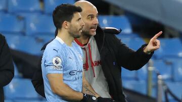 Ag&uuml;ero, con Guardiola en el &uacute;ltimo City-Southampton.