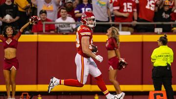 KANSAS CITY, MO - AUGUST 25: Matt Bushman #89 of the Kansas City Chiefs runs down the sideline after a catch that would lead to a touchdown during the second quarter of the preseason game the Green Bay Packers at Arrowhead Stadium on August 25, 2022 in Kansas City, Missouri.   Jason Hanna/Getty Images/AFP
== FOR NEWSPAPERS, INTERNET, TELCOS & TELEVISION USE ONLY ==