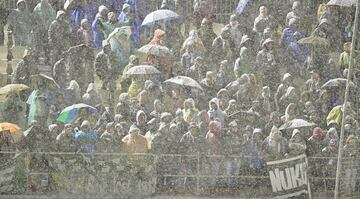 La nieve protagonizó el desplazamiento de la afición del Racing a Miranda de Ebro en 2015.