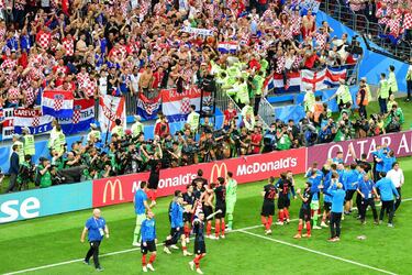 Los jugadores croatas celebraron la clasificación para la final del Mundial.