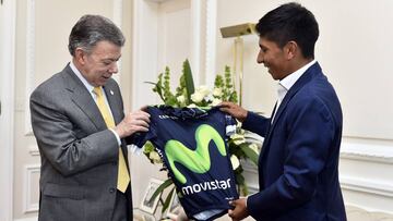Nairo fue recibido por el presidente de Colombia, Juan Manuel Santos.