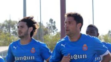 Colotto, junto a Capdevila, durante un entrenamiento.