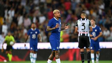 UDINE, ITALY - JULY 29: Kenedy of Chelsea reacts at full time during the pre-season friendly between Chelsea and Udinese Calcio at Dacia Arena on July 29, 2022 in Udine, Italy.  (Photo by Darren Walsh/Chelsea FC via Getty Images)