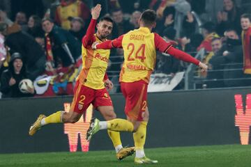 Ruben Aguilar celebra el único tanto del partido ante el Brest.