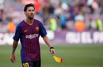 Barcelona's Lionel Messi looks dejected after the match