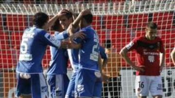 <b>GOLEADA. </b>Mainz, Abel Gómez, Mikel Rico y Geijo se abrazan tras el segundo tanto.