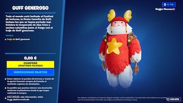 Un vistazo de cerca a la skin gratuita Guff Generoso de Fortnite