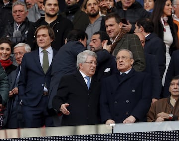 Enrique Cerezo y Florentino Pérez en el palco del Wanda Metropolitano. 