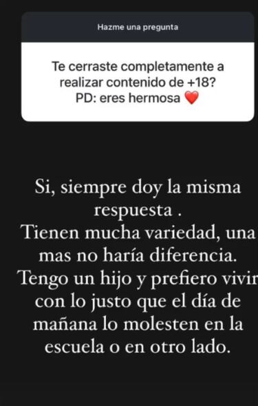 “No vendería contenido para adultos... Tengo un hijo y prefiero vivir con lo justo antes que lo molesten en el colegio”