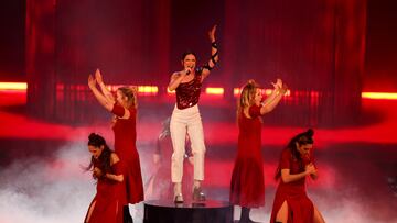 Blanca Paloma from Spain takes part in a dress rehearsal for the Eurovision Song Contest's grand final in Liverpool, Britain, May 12, 2023. REUTERS/Phil Noble