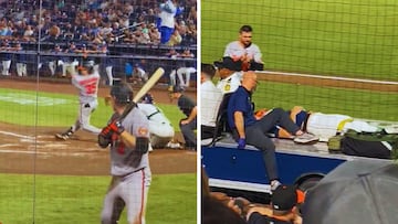 Hunter Bigge struck in the face by 105 mph foul from Adley Rutschman in Rays dugout
